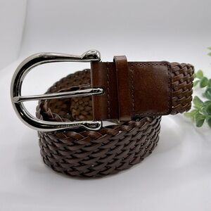 MICHAEL Michael Kors Brown Braided Genuine Bonded Leather Belt Size M 553633